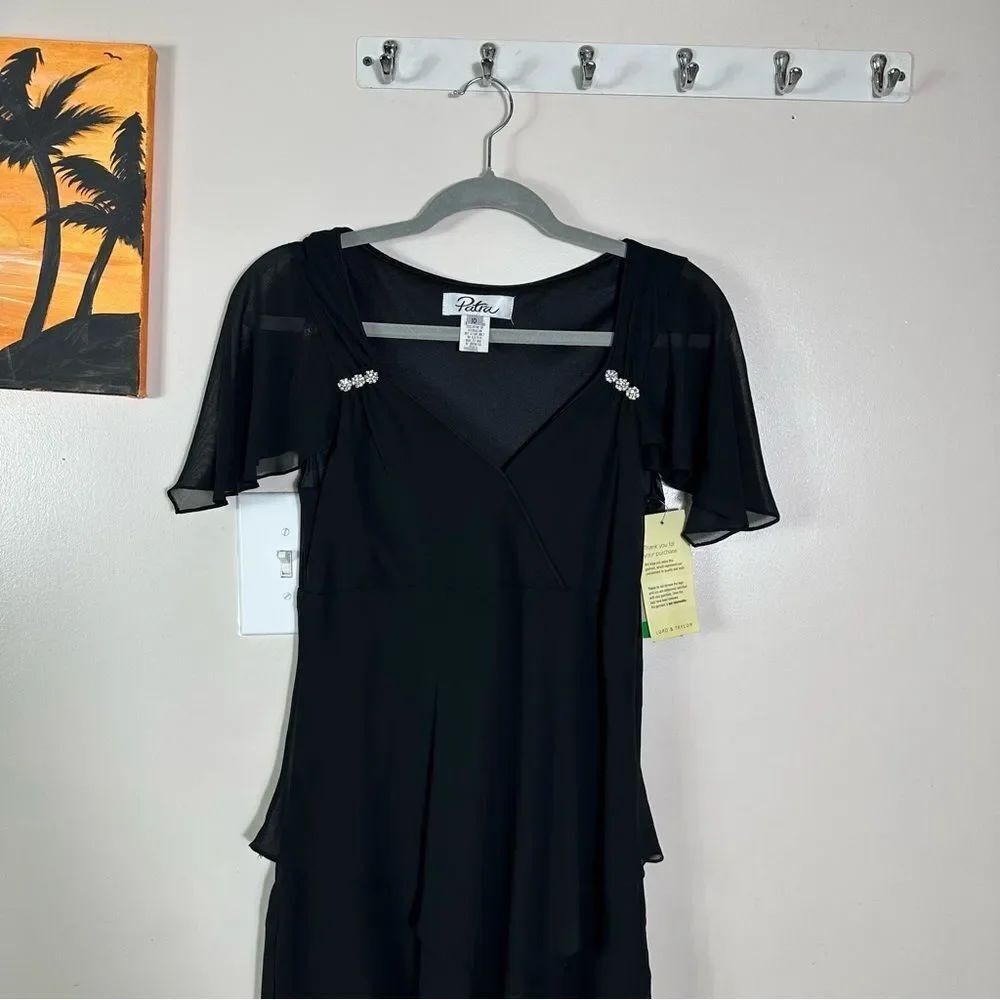 Patra Black Midi Dress with Rhinestone Details